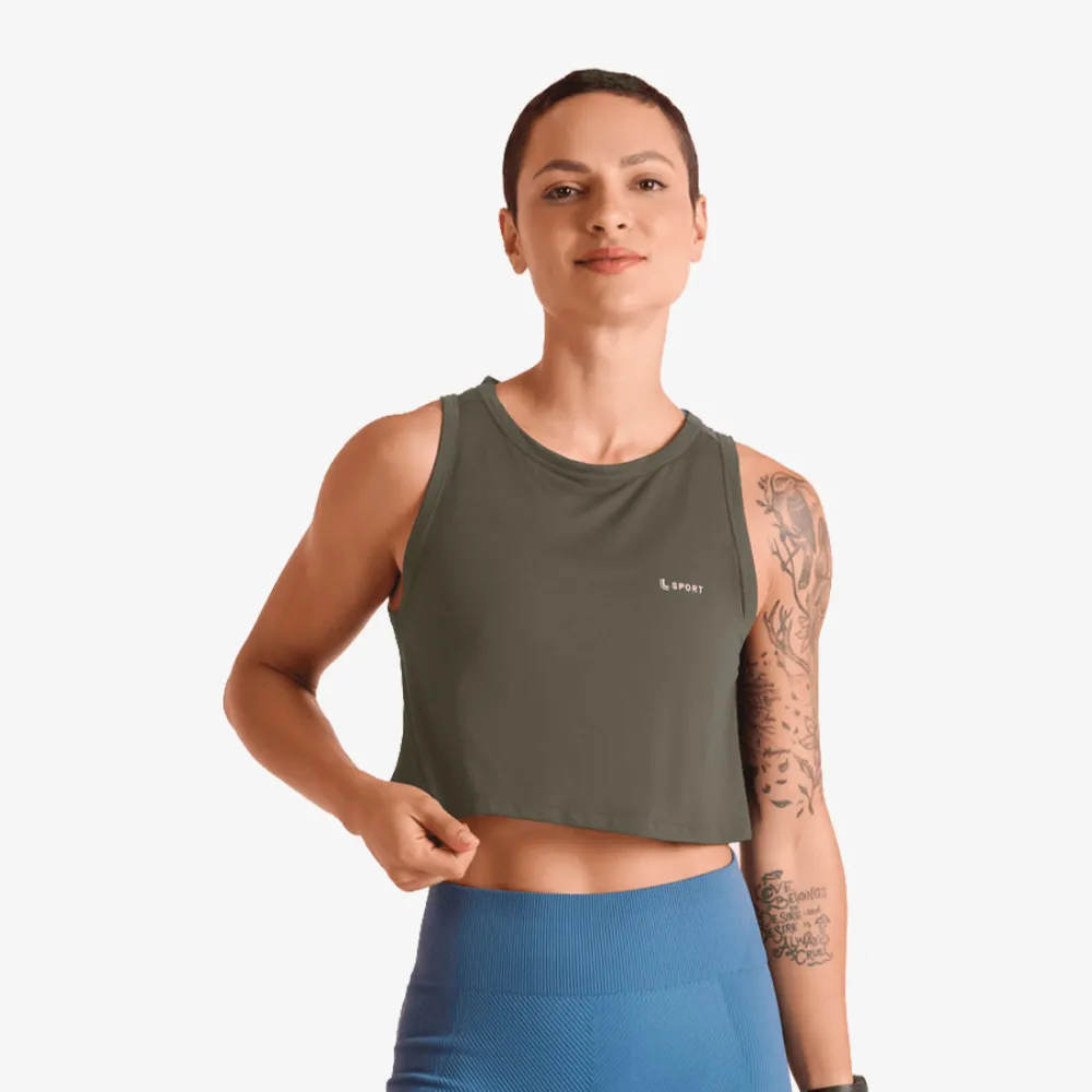 Regata Cropped Lupo Airdry Feminino Verde-Militar (P)